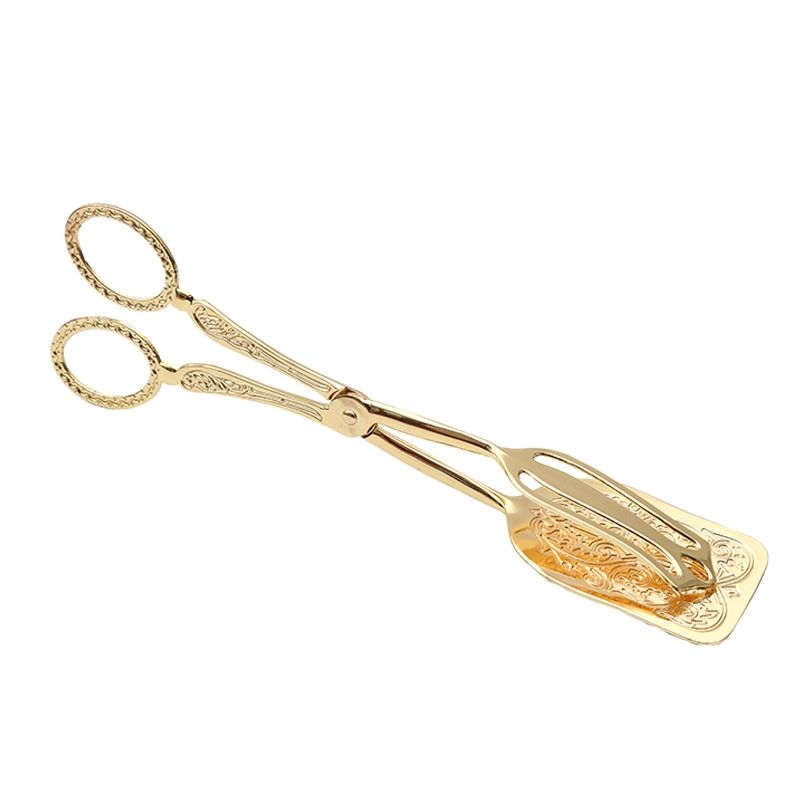 Food Tong Gold-Plated Snack Cake Clip Salad Bread Pastry Clamp Baking Barbecue Tool Fruit Kitchen