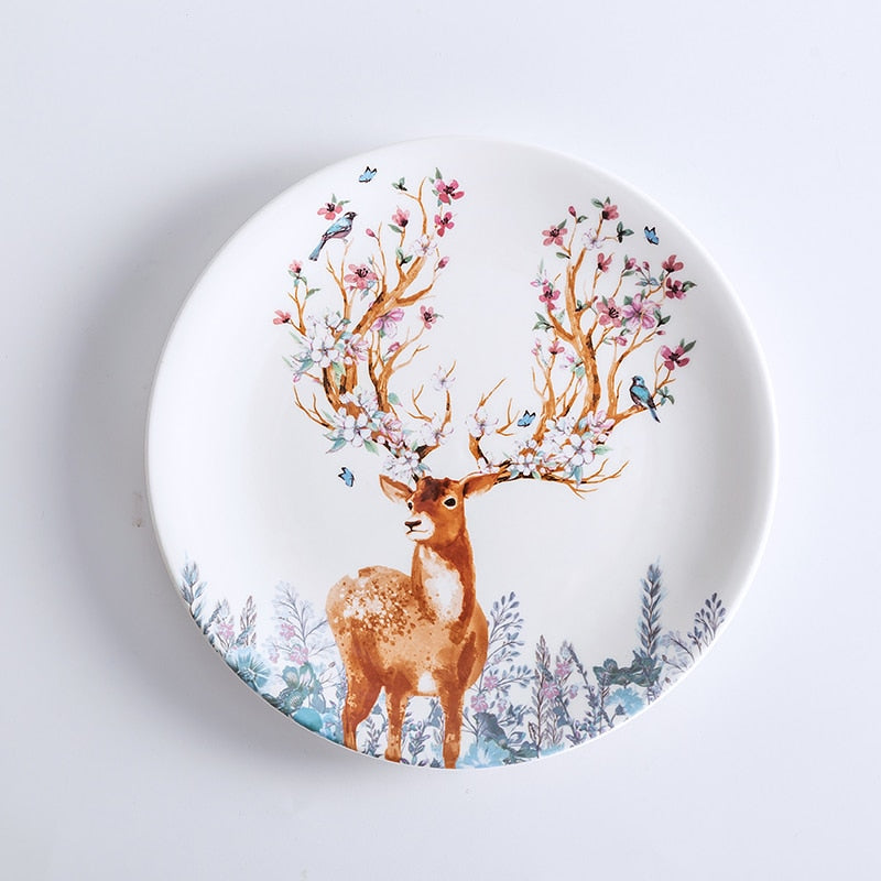 Elk Ceramic Fruit Plates Reindeer Snack Dishes Christmas Deer Cake Plate Candy Dish Food Porcelain