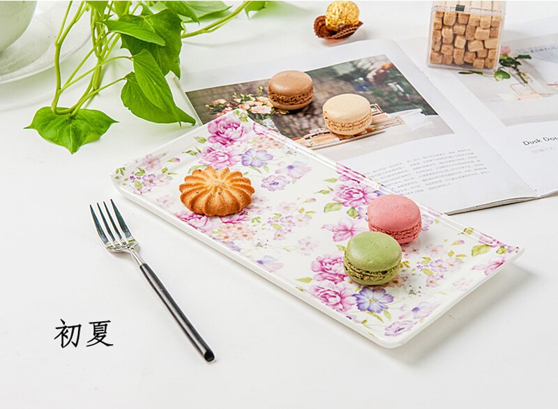 11Inch Fine Bone China Dessert Serving Tray Porcelain Delicate Cake Wedding Plates Ceramic Sushi