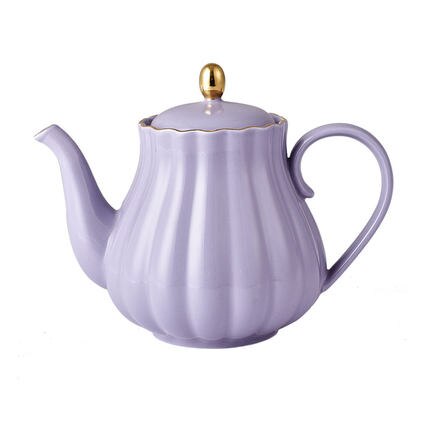 Ceramic Teapot Pumpkin Shape Hand Painted Gold Bone China With Tea Strainer Elegant Pot Set 1L