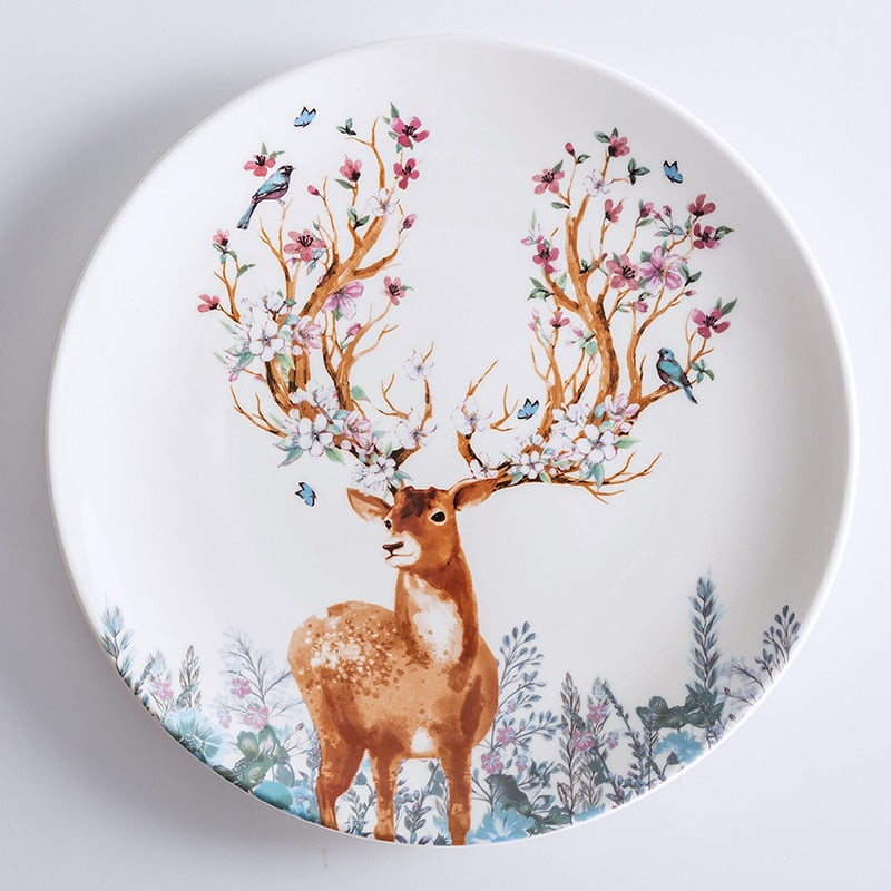 Elk Ceramic Fruit Plates Reindeer Snack Dishes Christmas Deer Cake Plate Candy Dish Food Porcelain