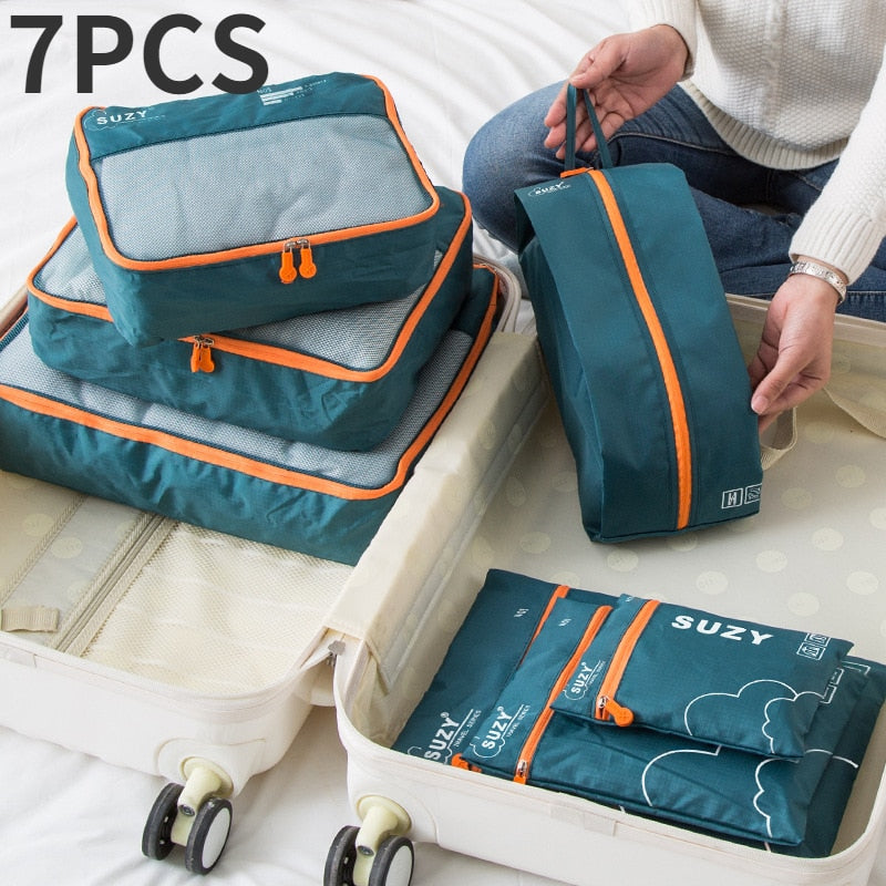 6/7 Pieces Set Travel Storage Bags Waterproof Organizer Portable Luggage Clothes Shoe Tidy Pouch