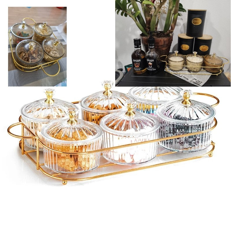 Round Fruit Dish Nordic Dried Salad Plate Snack Dishes Snacks Grid Platos Preserved Tray Box Lid